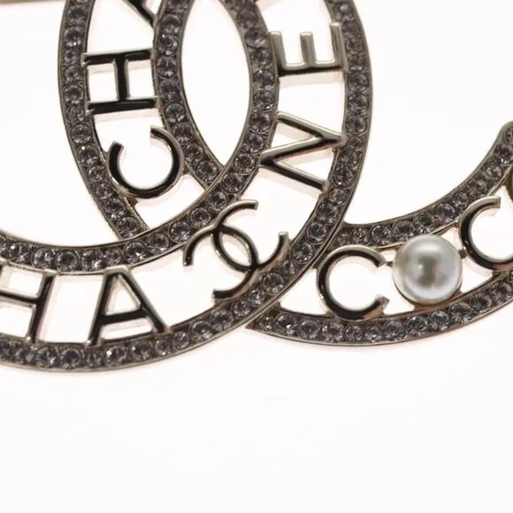 CHANEL COCO Mark Brooch Metal Silver CC Auth bs23017 - Picture 14 of 15